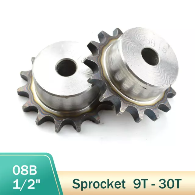 08B Kettenrad 9 - 30Zähne 1/2" Zahnteilung mit Nabe Kettenräder C45 Stahl Ritzel