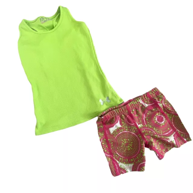 Reebok/Under Armour Girls Athletic Otfit-Green/Pink-size XXS-GUC