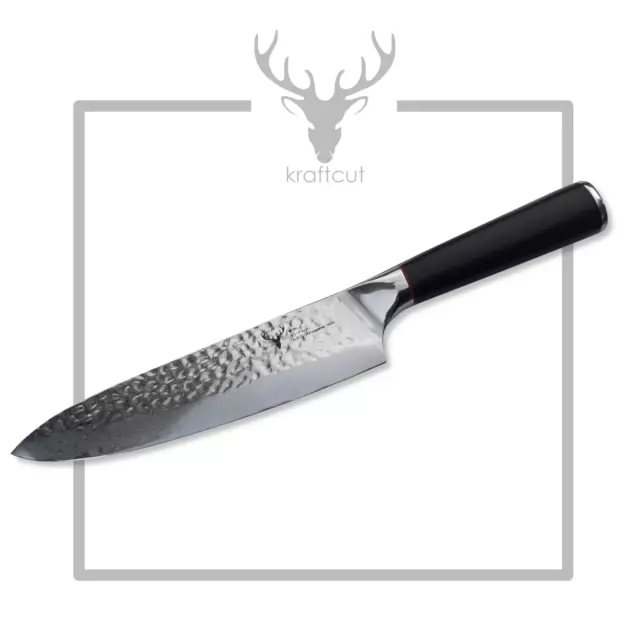 Damastmesser kraftcut Kochmesser Klinge gehämmert Küchenmesser Damascus Knife