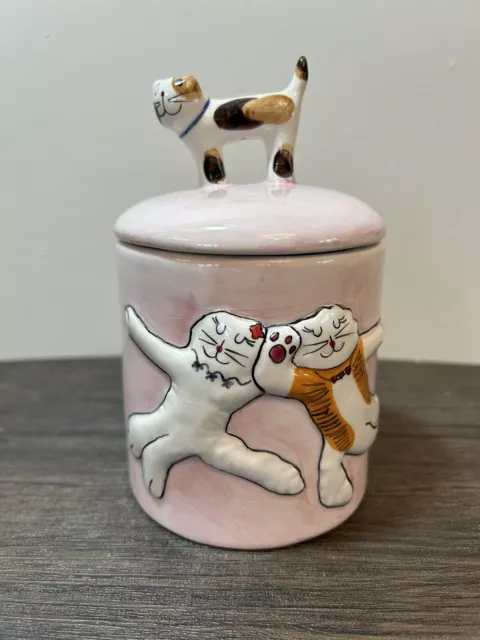 Whittard Of Chelsea Storage Jar 3D Cats Handpainted Earthenware Lidded Novelty