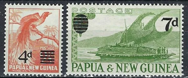 Papua New Guinea 137-38 MNH 1957 surcharges (ak2849)