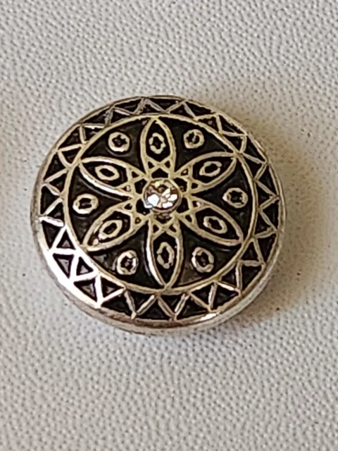 Silver Rhinestone Flower Snap Jewelry 18mm Button Charm Ginger,  Chunk, Noosa