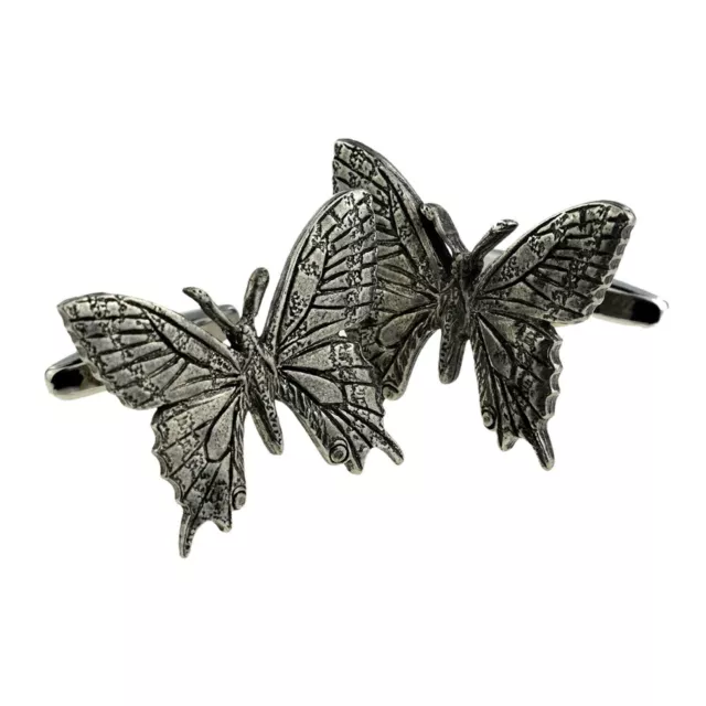 English Made Pewter Butterfly Cufflinks in a Box XWCL145