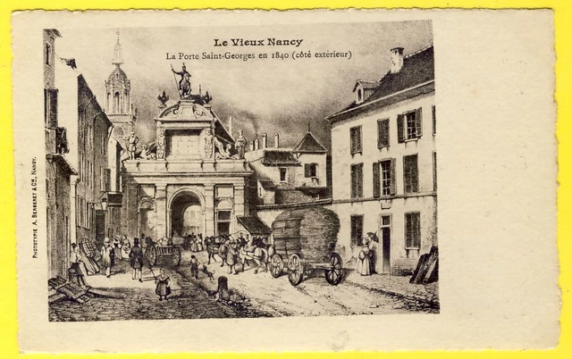 cpa Gravure du VIEUX NANCY La PORTE SAINT GEORGES en 1840 Scène de Vie BERGERET