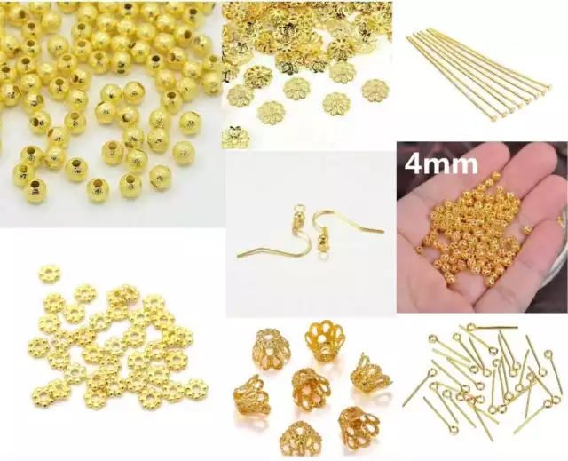 Gold Plated Spacer Beads Metal Flower Caps For Jewellery Making Mixed 90 100