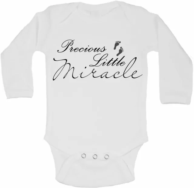 Long Sleeve Baby Vests Bodysuits Precious Little Miracle Grows Unisex Boys Girls