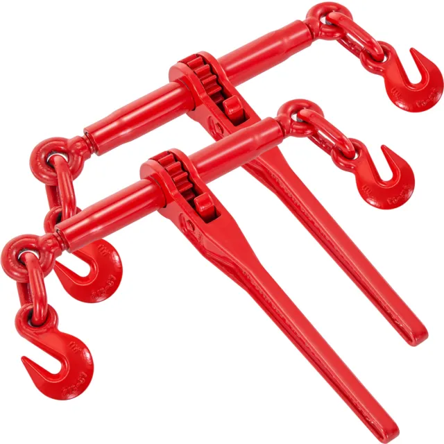 VEVOR 2 Pack Ratchet Binder 3/8"- 1/2" Tie Down Chain Load Binders for Securing