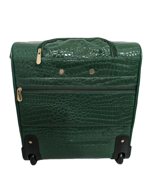 Samantha Brown Croco Embossed Spinner Luggage Underseater Bag-Green-NWT 3