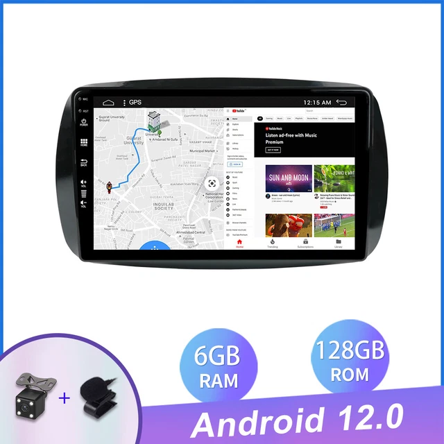 Autoradio Android 14 Doppio Din 9 Pollici Per Mercedes Smart Fortwo 453 - 4GB+64GB, CarPlay, Android Auto, DSP, DAB+