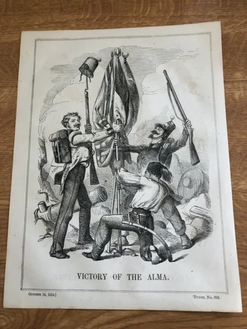 original 1854 print - victory of the alma  ( crimea )