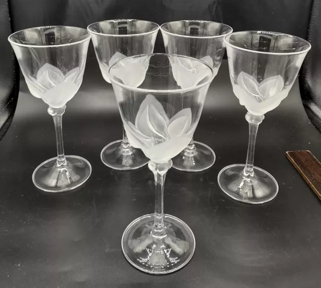 J.G. Durand Cristal d'Arques Florence Pattern Wine Glasses Set Of 5