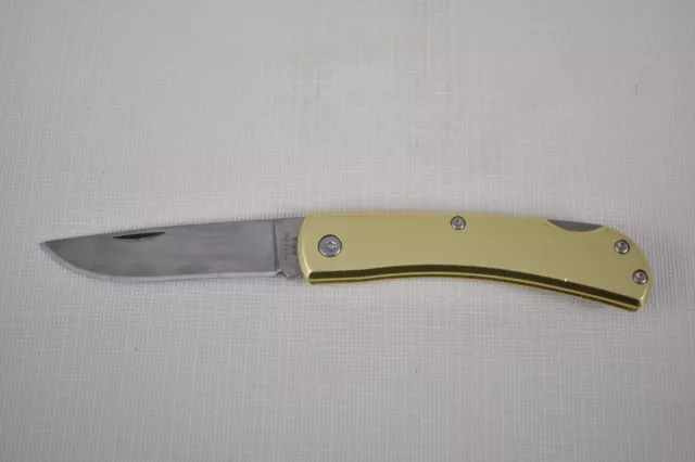 Bear & Son Small Lockback Gold Aluminum Folding Stainless Pocket Knife C137L