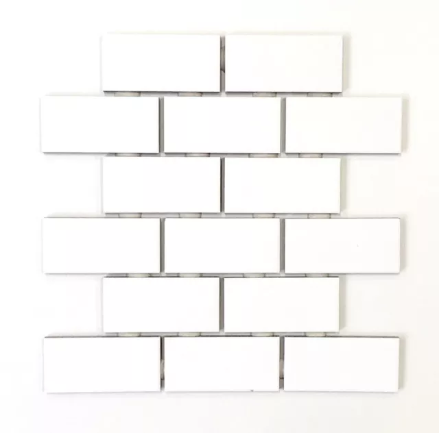 2x4 White Subway Glossy Ceramic Wall Tile Kitchen Backsplash Bathroom (1 sheet)
