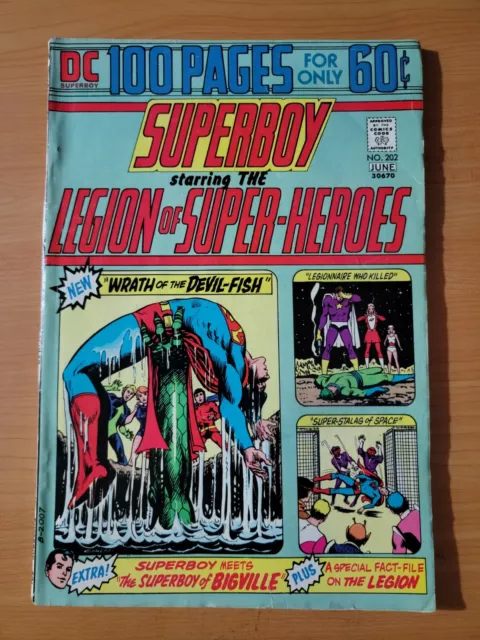 Superboy #202 Legion of Super-Heroes ~ FINE FN ~ 1974 DC Comics