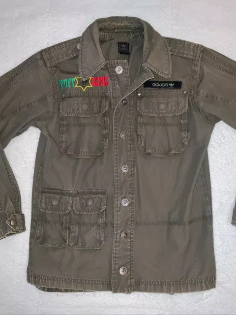 VTG ULTRA RARE ~ ADIDAS  Bob Marley Tuff Gong Smile Jamaica Military Jacket ~ XS