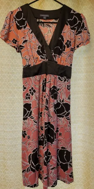 Apt. 9 size Small Dress, Pink and Brown with Floral Print excellent condition