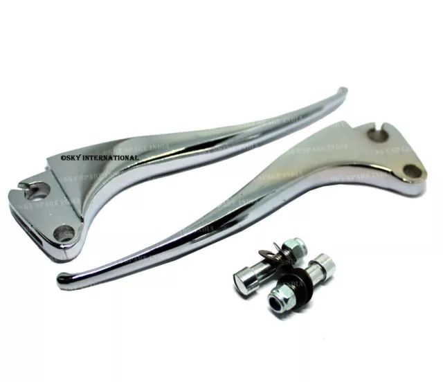 Vespa Chrome Clutch & Brake Lever Set With Screws For Vbb Vba Vbc Sprint Rally