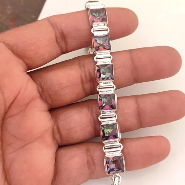 Natural Mystic Topaz Bracelet 925 Sterling Silver Charm Bracelet Christmas Gift 2