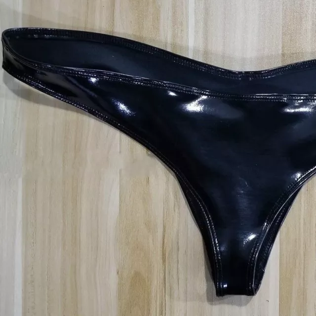 Hommes Latex Slip Brillant String Taille Basse Sous-Vêtements Sexy Métallique