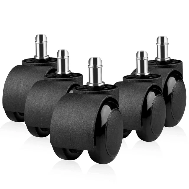 5 Ruote Per Sedia Ufficio Con Freni - 75mm, Universali 11x22mm, Silenziose, Per Parquet E Laminato - Foto 9