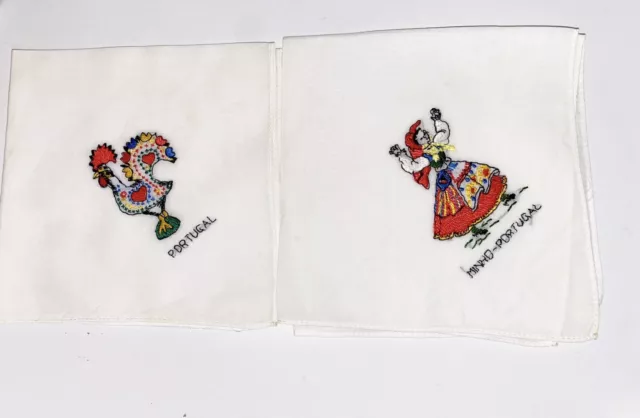 Vintage Embroidered Handkerchiefs From Portugal