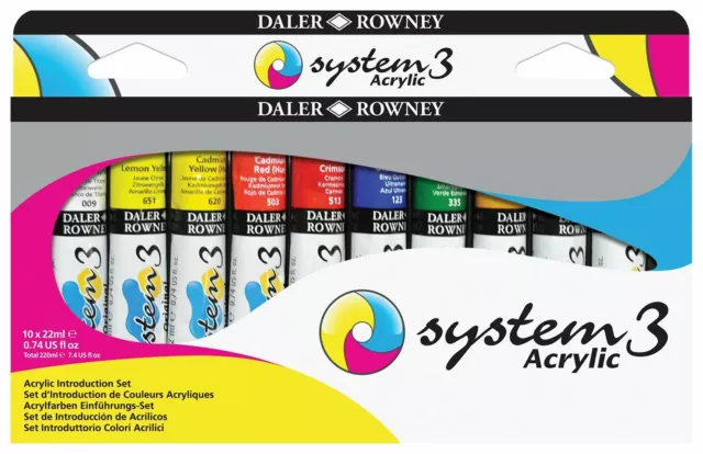 Daler Rowney Sistema 3 Pintura Acrílica Introducción Set 10 X 22ml