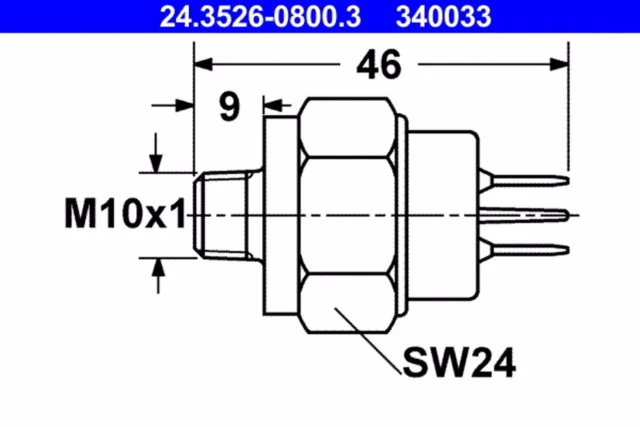 ATE Bremslichtschalter 24.3526-0800.3 für 24 PORSCHE VW AUDI M10x1 konisch T3 LT