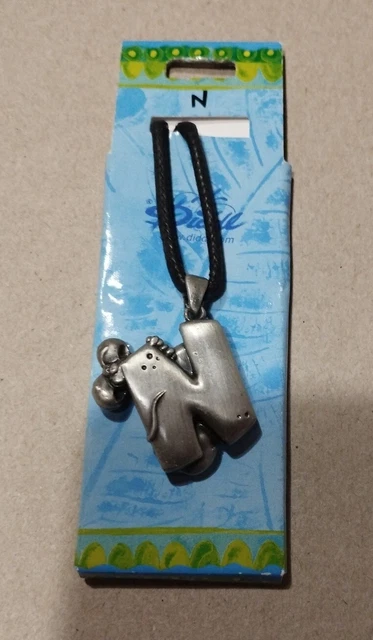 Collier Diddl Avec Pendentif Lettre G Argenté - Cordon Noir 38 Cm + Chainette 6 Cm - Neuf