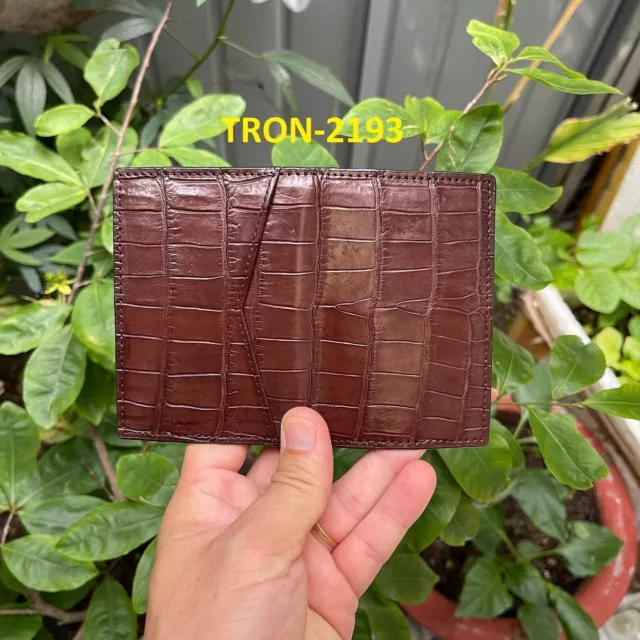 Dark Brown, Double Side Genuine Crocodile / Alligator Leather Skin Card Holder