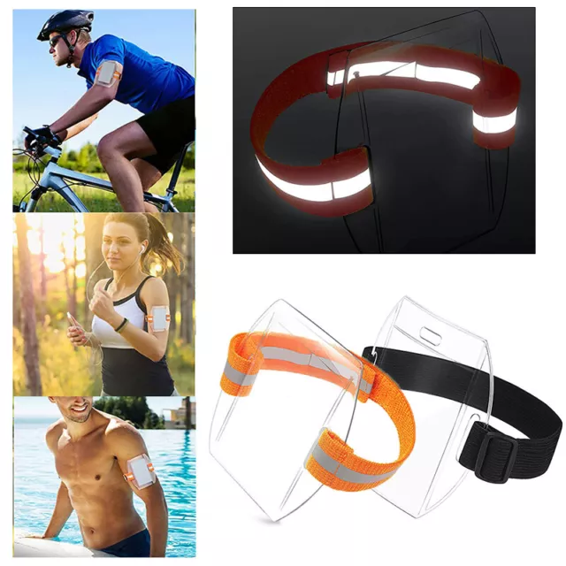 5/3PCS Quality Reflective Arm Band Photo ID Badge Holder Vertical Elastic Band