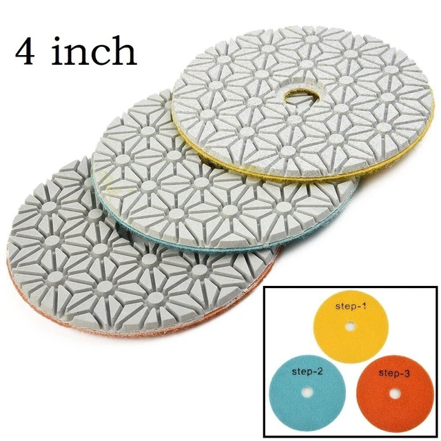 Versatili cuscinetti lucidanti diamante 4 pollici 100 mm 3 fasi per calcestruzzo pietra