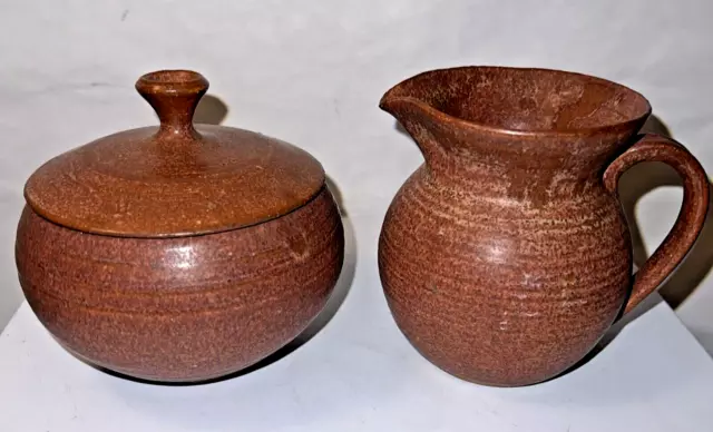 Cathy & David Robinson Creamer & Sugar Bowl Weare NH Craftsman Studio Pottery