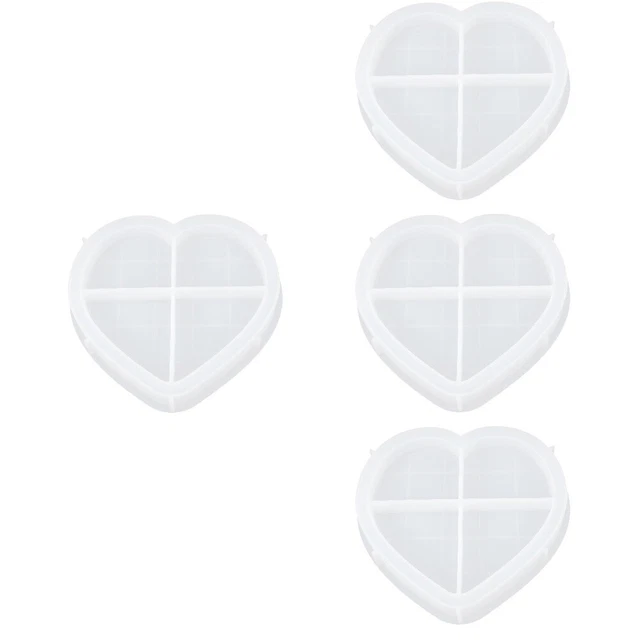 4 piezas Coaster Making joyería de molde bandeja bandeja de almacenamiento hágalo usted mismo molde forma de corazón