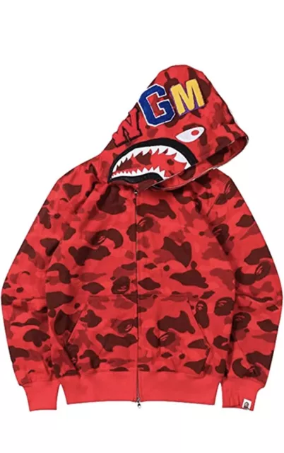 felpa bape shark Con Zip Unisex Taglie Disponibili Da S Fino Ad XL