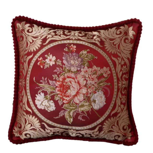 Embroidery Flower Pillow Case Short Plush Edging Floral Cushion Cover Elegant