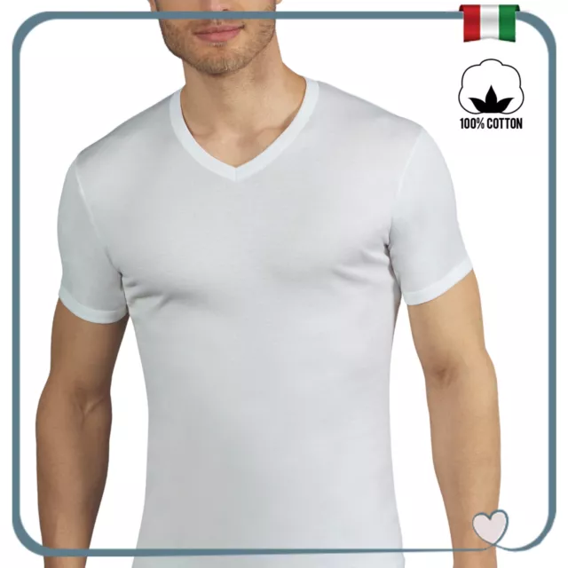 Maglia intima da uomo scollo a V cotone intimo manica corta maglietta canotta in