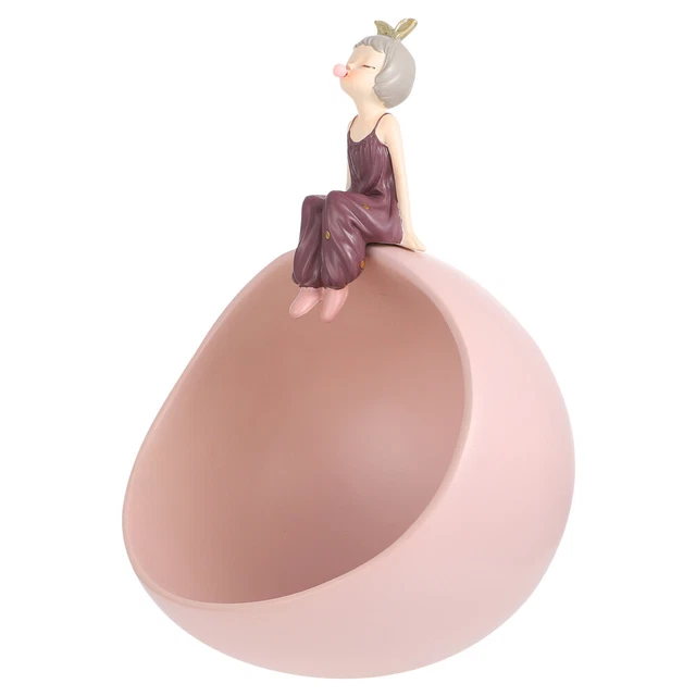 Scatola di caramelle decorativa ragazza donna contenitore scultura tavolo ciotola comodino