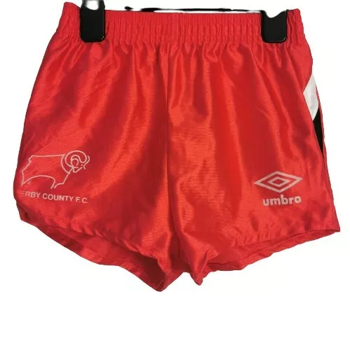 Derby County Boys Shorts RED Size 6-7 Years 1989-91 Away Rare Retro Umbro