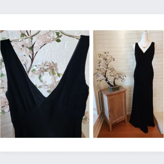 Ralph Lauren Black Velvet Evening Gown, Size 2/ Small