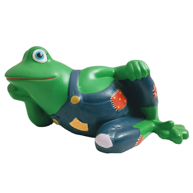 Vtg Arnels Ceramic Green Frog Red Patch Blue Dungarees Figurine Statue 12" 1975