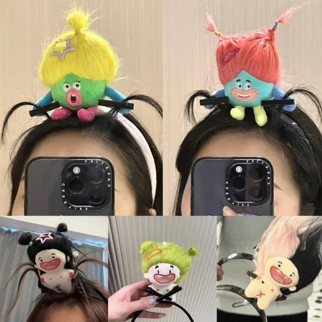 1PC Cartoon Funny Expression Ugly Cute Colorful Doll Headbands Sponge Hoops C8O6