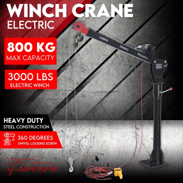 800kg Electric Hoist Winch Crane 12V Swivel Car Truck UTE Lift LOCAL PICKUP VIC
