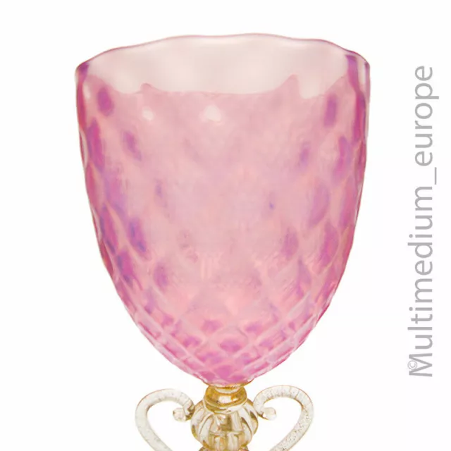 Salviati Toso Murano Glas Pokal Kelch pink Goldstaub Venedig 1900 2