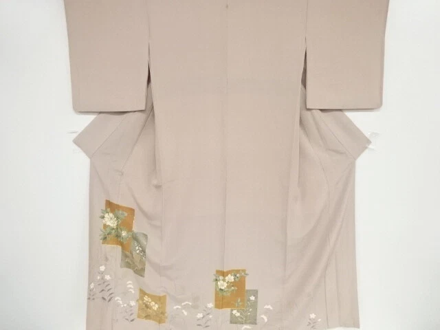 41530# Japanese Kimono / Antique Kimono / Embroidery / Floral Plants