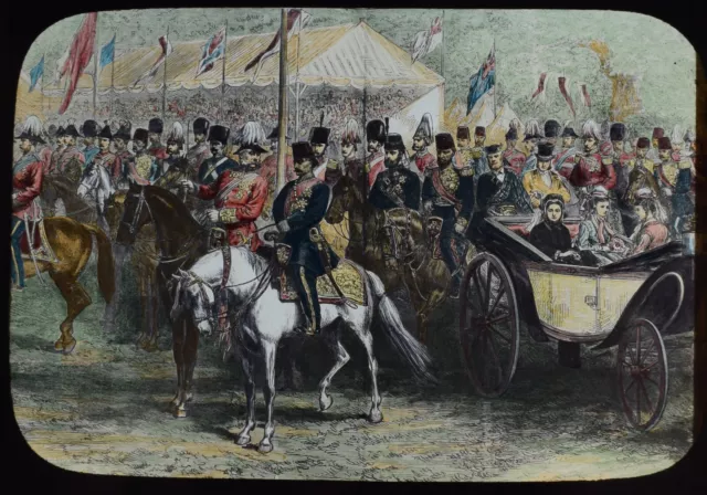 QUEEN VICTORIA AND THE SHAH OF PERSIA IN 1873 C1890 Magic Lantern Slide ROYALTY