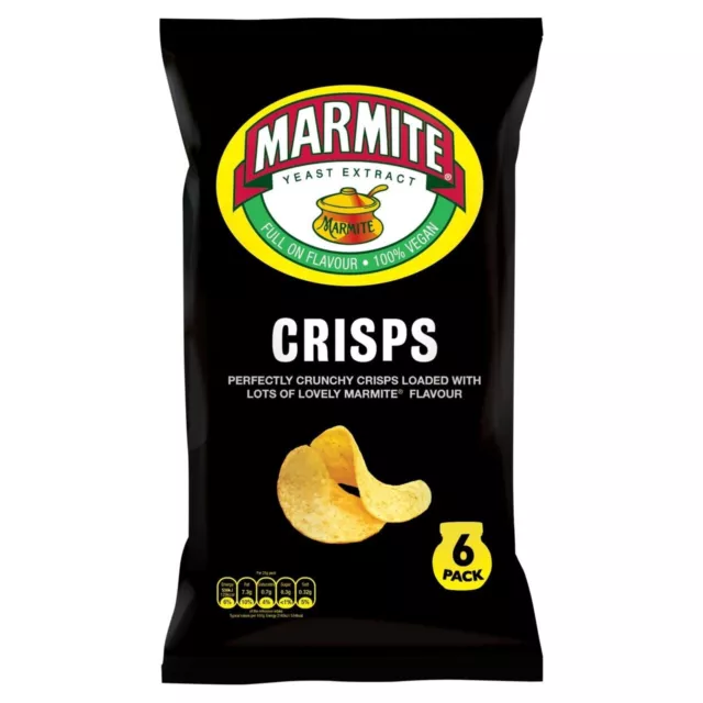 Marmite Crisps (6x25g) Multipack vegan Crunchy Crisps Loaded with Lotsof Marmite