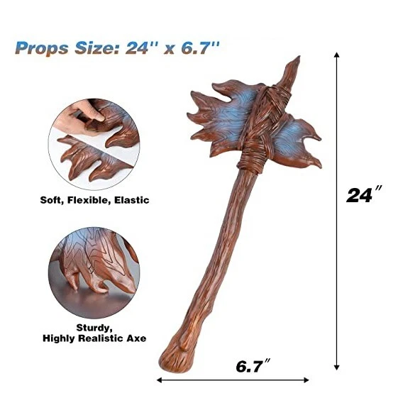 24"  x 6.7"  Foam Battle Plastic Axe Weapon Kids Costume Cosplay Props Toy Gift