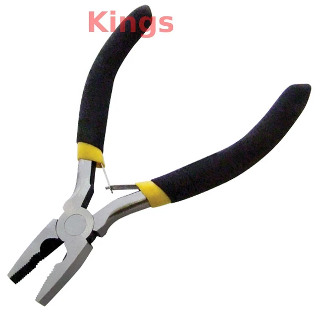 Assorted Mini Precision Pliers Set – 4.5" Jewellery Craft Sprung Grip Handles, Bent Flat Needle Side Round End Cut