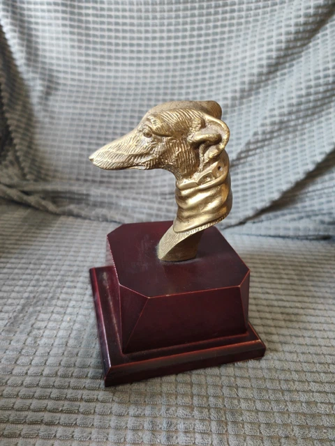 Greyhound Brass Head Ornament bust statue vintage