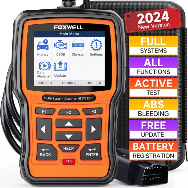 FOXWELL NT510 Elite OBD2 Scanner ABS SRS SAS TPMS Oil Reset Bidirectional Tool